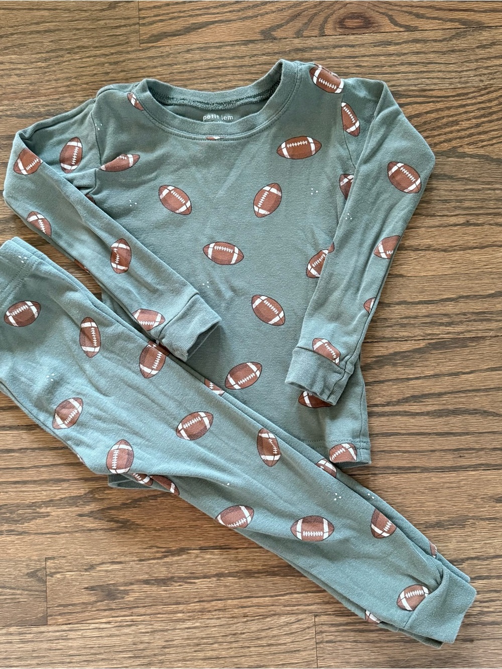 Petite Lem organic cotton football pajamas 3T